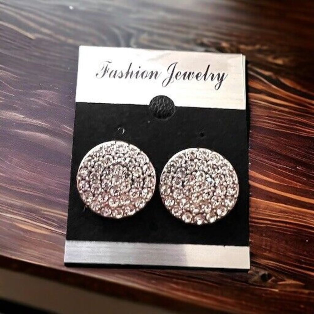 Very Sparkly Faux Diamond Round Stud Post Earrings